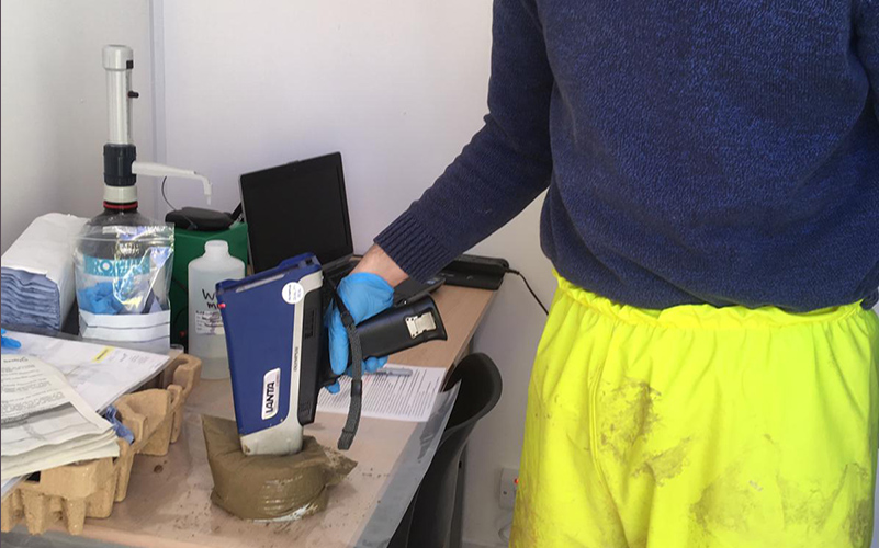 Shoreham testing samples for metals contamination using XRF (X-Ray Fluorescence)